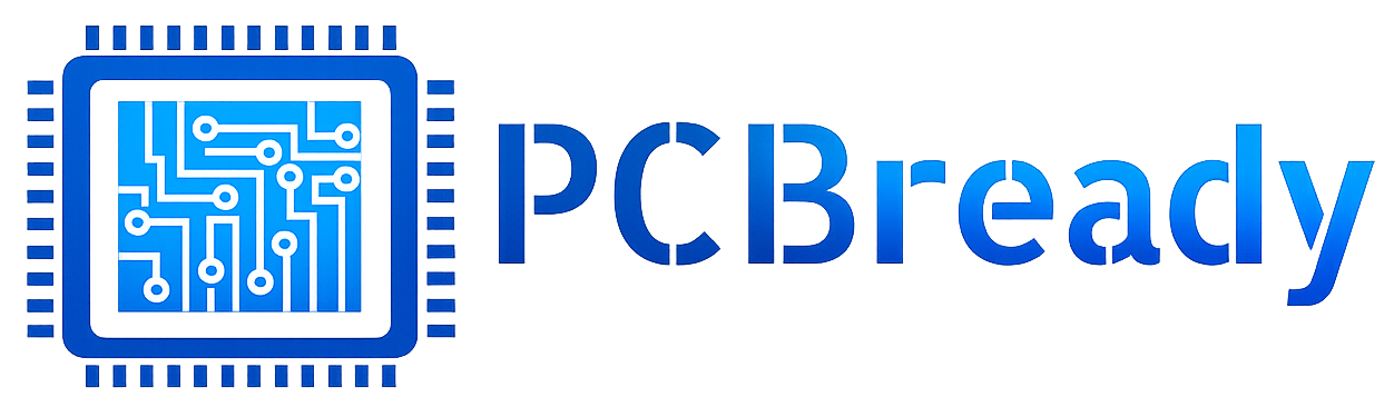 Home logo moderno de pcbready con microchip trasparente