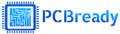 logo moderno de pcbready con microchip trasparente